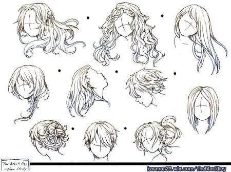 Волосы туториал референс аниме