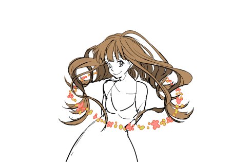 Нарисованные развивающиеся волосы