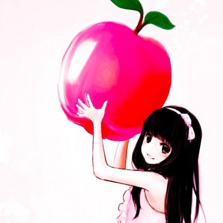 Аниме девушка с яблоком