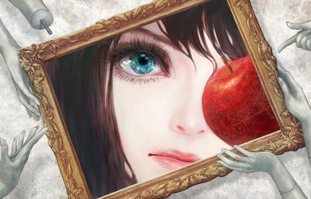 Аниме девушка с яблоком в руке