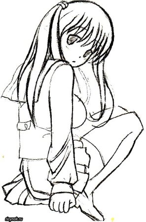 Сидящая девушка рисунок для срисовки