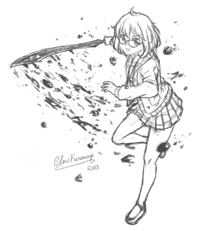 Курияма Мирай чёрно белое