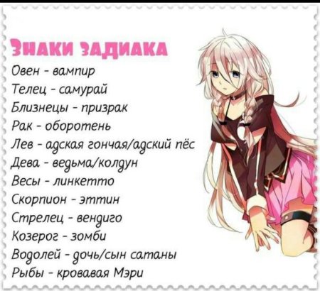 Аниме по знаком зодиакам