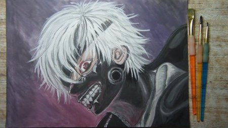 Персонаж из аниме лицо гуашью