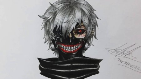 Нарисовать Канеки Кена в маске