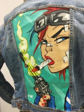 Джинсы в стиле поп арт