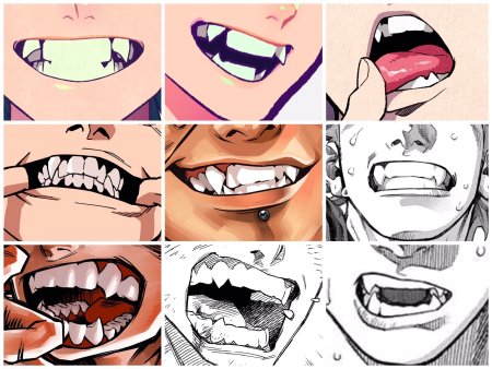Нарисованная улыбка с клыками