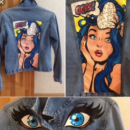 Роспись джинсовки акриловыми красками