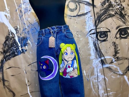 Разрисованные джинсы аниме