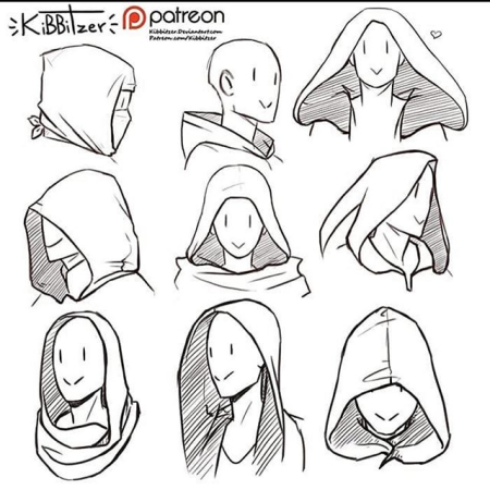 Референс по рисованию капюшона