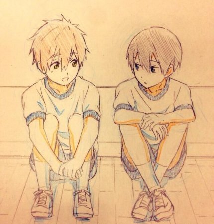 Рисование 2 мальчиков аниме