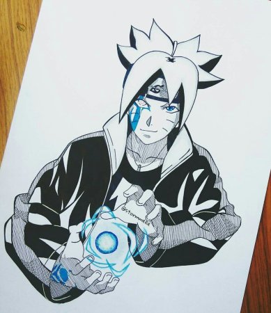 Боруто с кармой черно белый