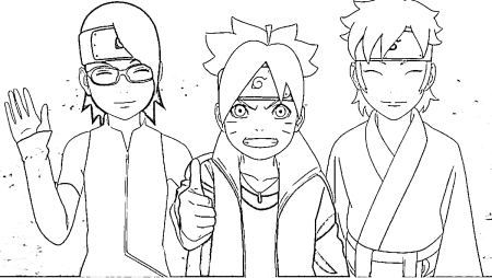 Раскраска Боруто и Сарада