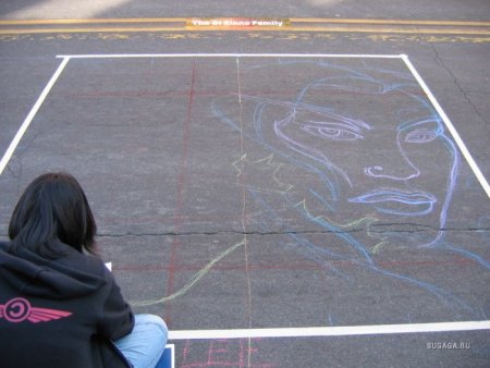 Аниме мелками на асфальте