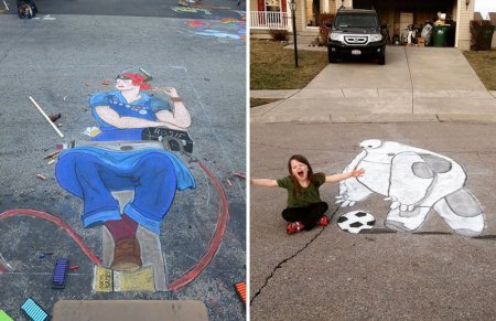 Рисунки на асфальте мелками