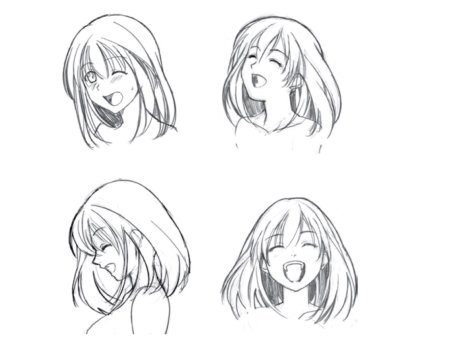 Аниме причёски для девушек с разных ракурсов