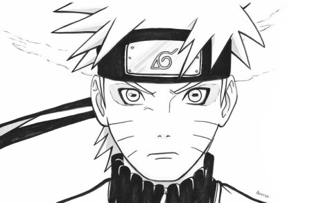 Наруто Узумаки черно белый