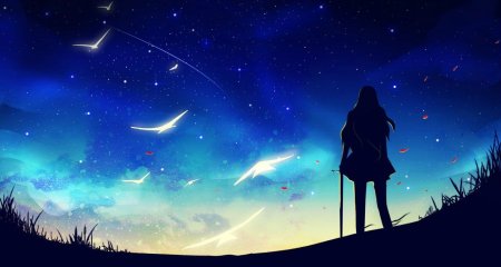 Девочка на фоне звездного неба