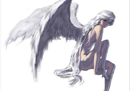 Девушка с белыми крыльями арт