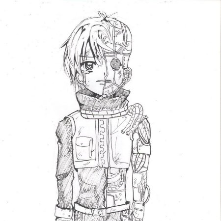 Эскиз карандашом робот мех