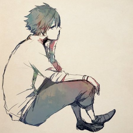 Аниме парень сидит