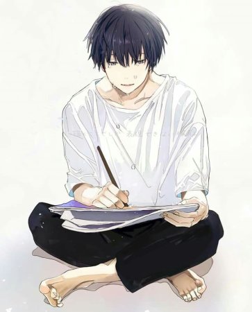 Аниме парень сидит