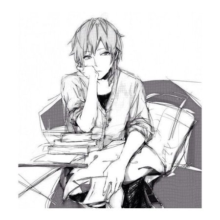 Аниме мальчик сидит
