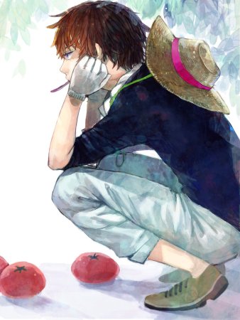 Аниме мальчик сидит