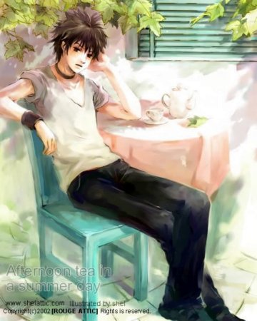 Парень сидит арт