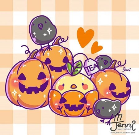 Тыквы кавайные кавайные на Хэллоуин