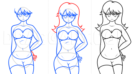 Рисунки аниме в купальниках карандашом