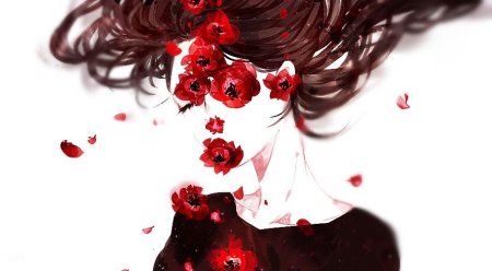 Арт с девушкой в красных тонах