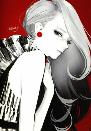 Аниме девушка с черно белыми волосами