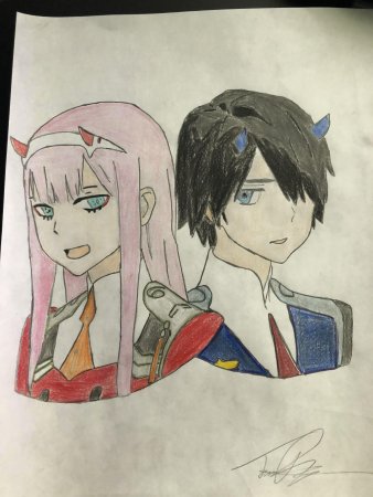 Аниме карандашом 02 и Хиро