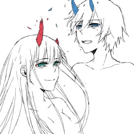 Раскраска аниме с рожками