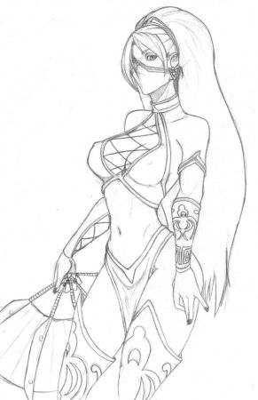 Китана мортал комбат рисунок карандашом