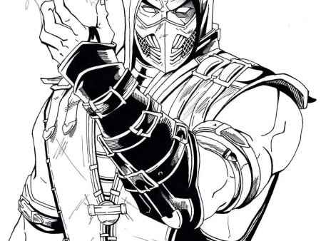 Раскраска мортал комбат Скорпион