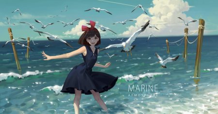 Аниме девушки на море