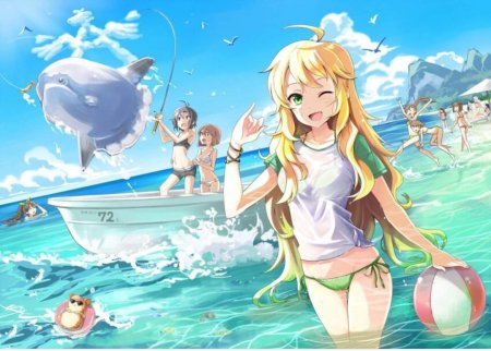 Anime idolmaster пляж