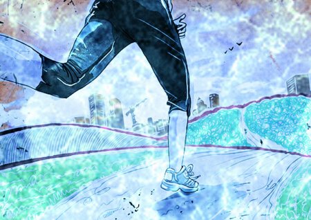 Аниме парень бежит