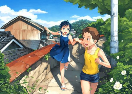 Аниме девушка в прыжке