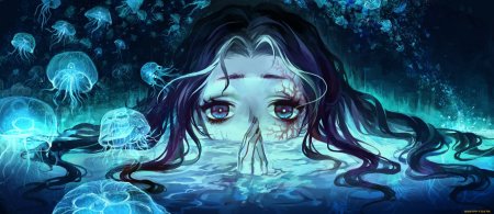 Аниме девушка в воде