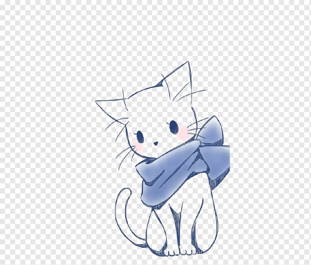 Котик на белом фоне аниме