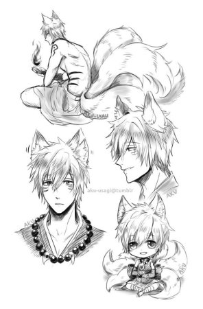 Лис аниме скетч