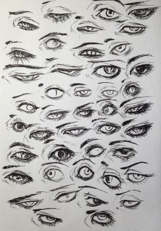 Глаза в разных стилях карандашом