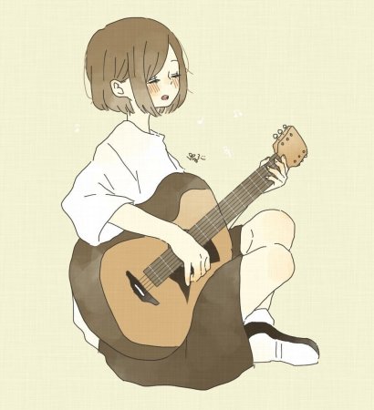 Аниме персонаж с гитарой