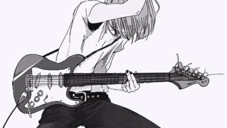 Гитарист арт чёрно белый