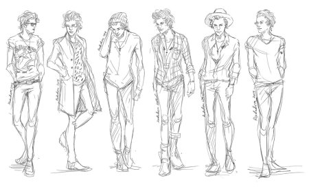 Мужские позы в одежде для рисования