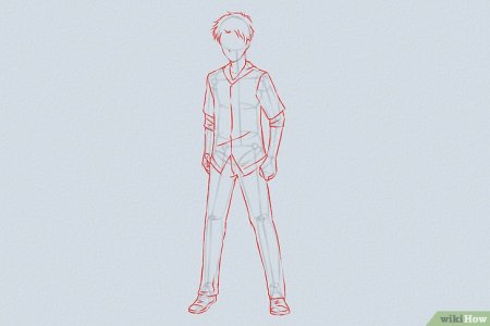 Нарисовать аниме парня поэтапно в полный рост