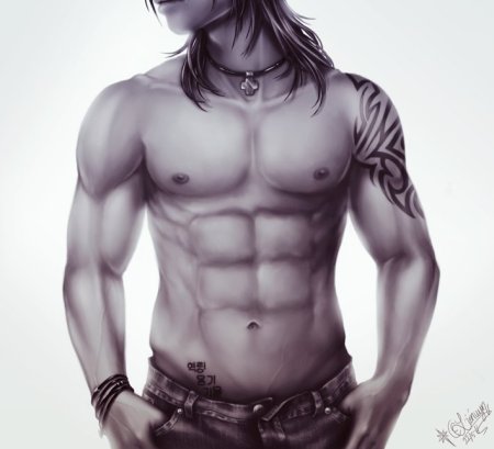 Мужчина с голым торсом арт